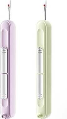 2-in-1 Retractable Seam Ripper and Needle Threader Sewing Tool Purple or Green